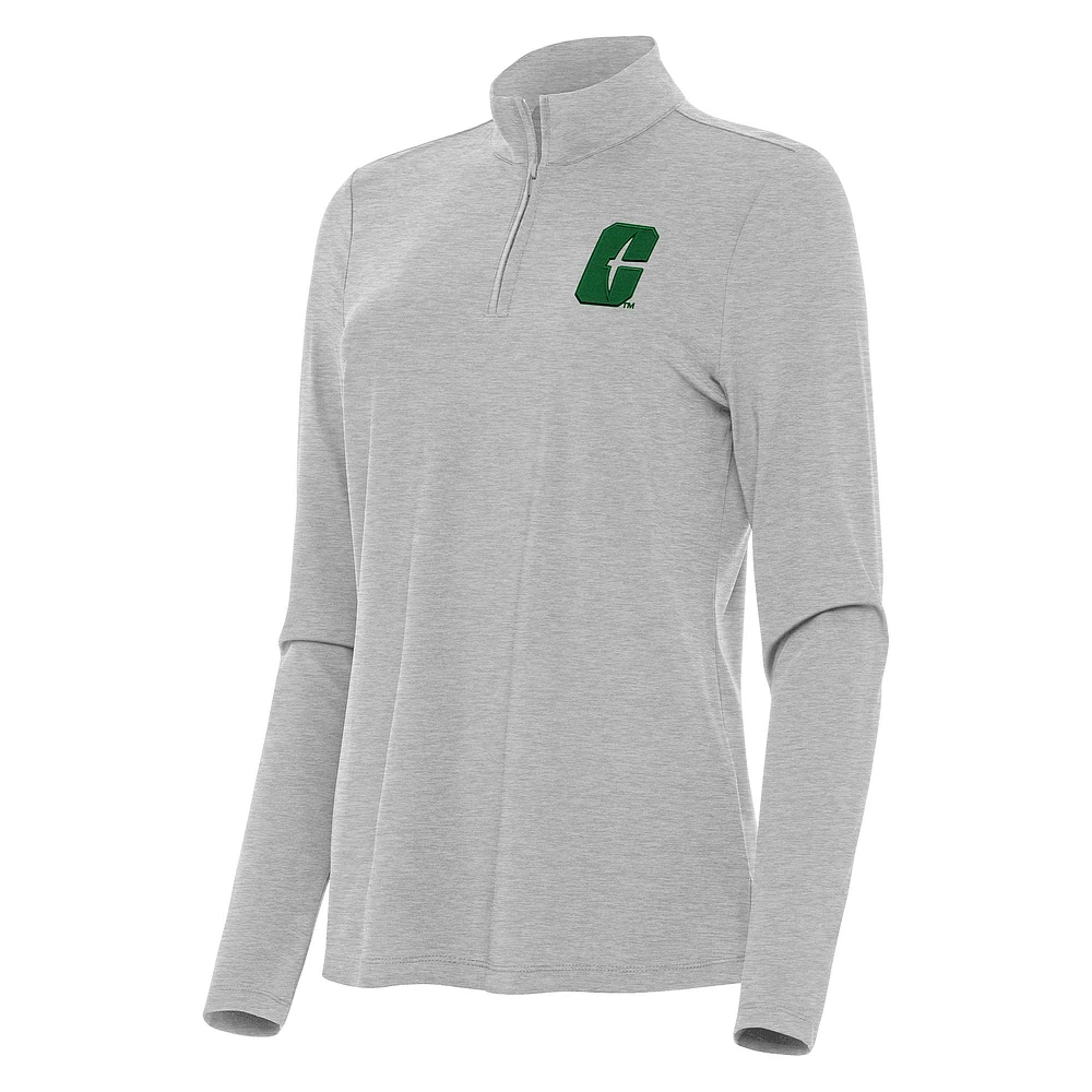 Women's Antigua Heather Charlotte 49ers Bright Quarter-Zip Top