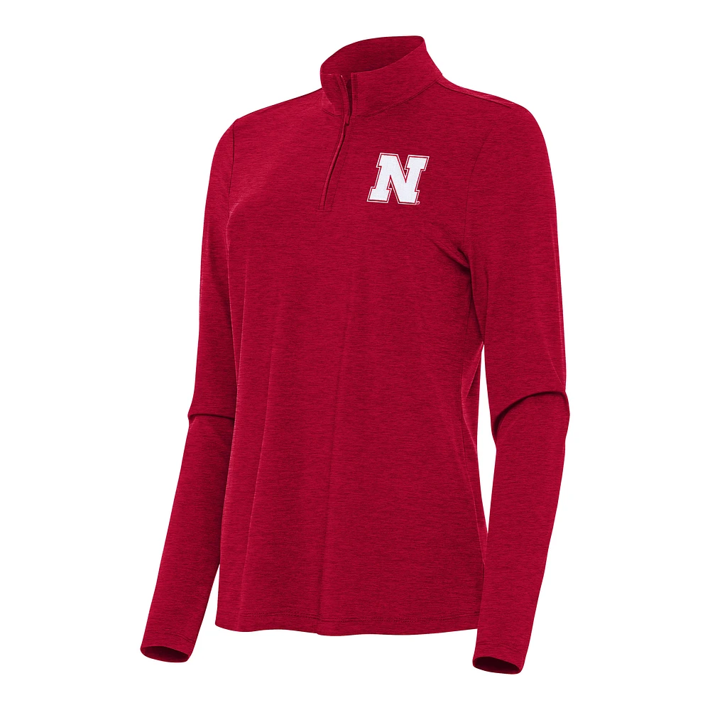 Women's Antigua Heather Nebraska Huskers Bright Quarter-Zip Top