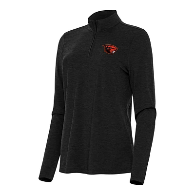 Women's Antigua Heather Black Oregon State Beavers Bright Quarter-Zip Top