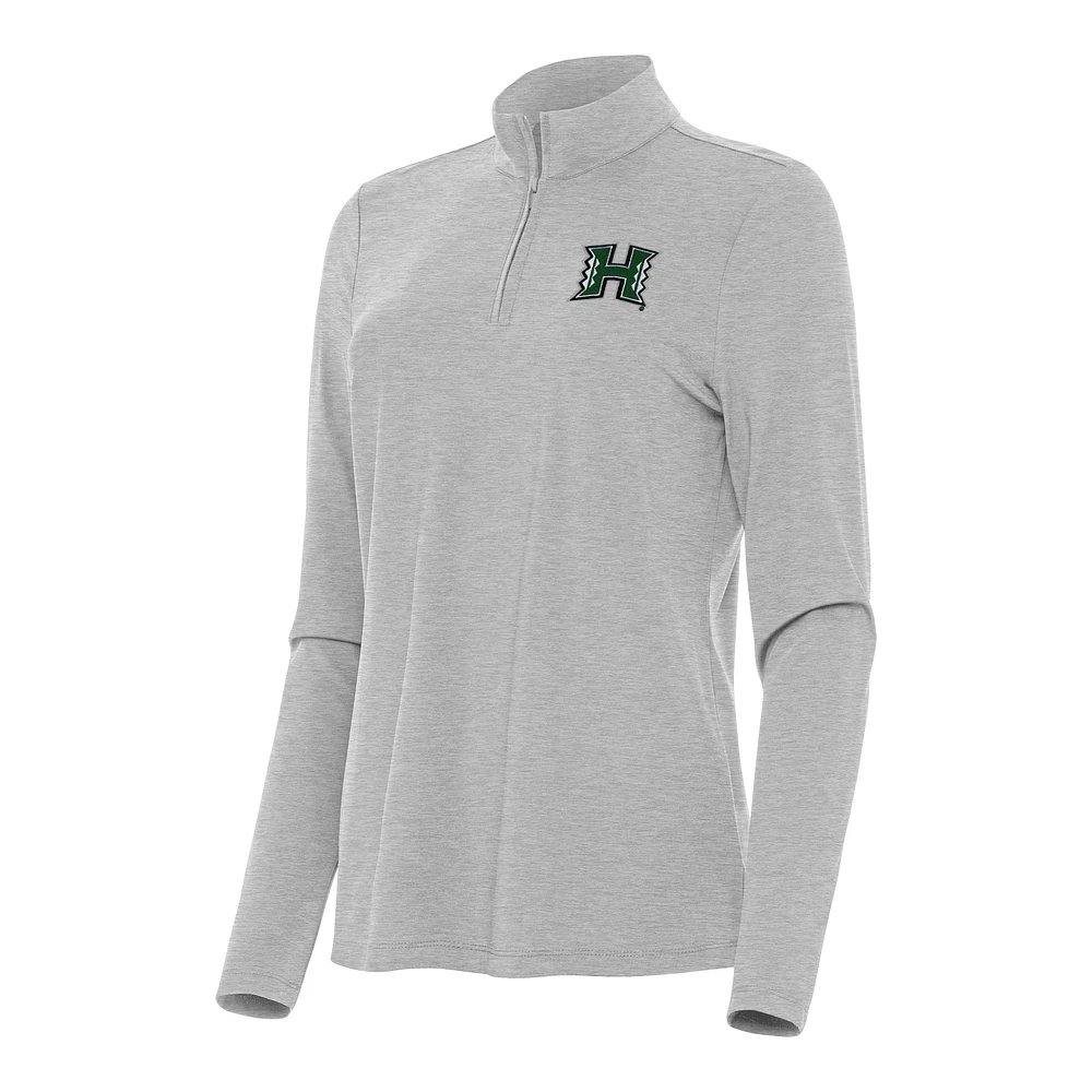 Women's Antigua Heather Hawaii Rainbow Warriors Bright Quarter-Zip Top