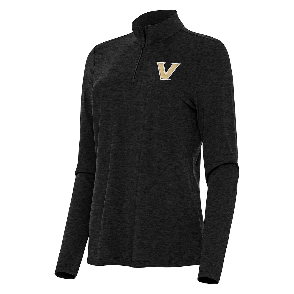 Women's Antigua Heather Black Vanderbilt Commodores Bright Quarter-Zip Top
