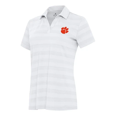 Women's Antigua White Clemson Tigers Tunnel Polo