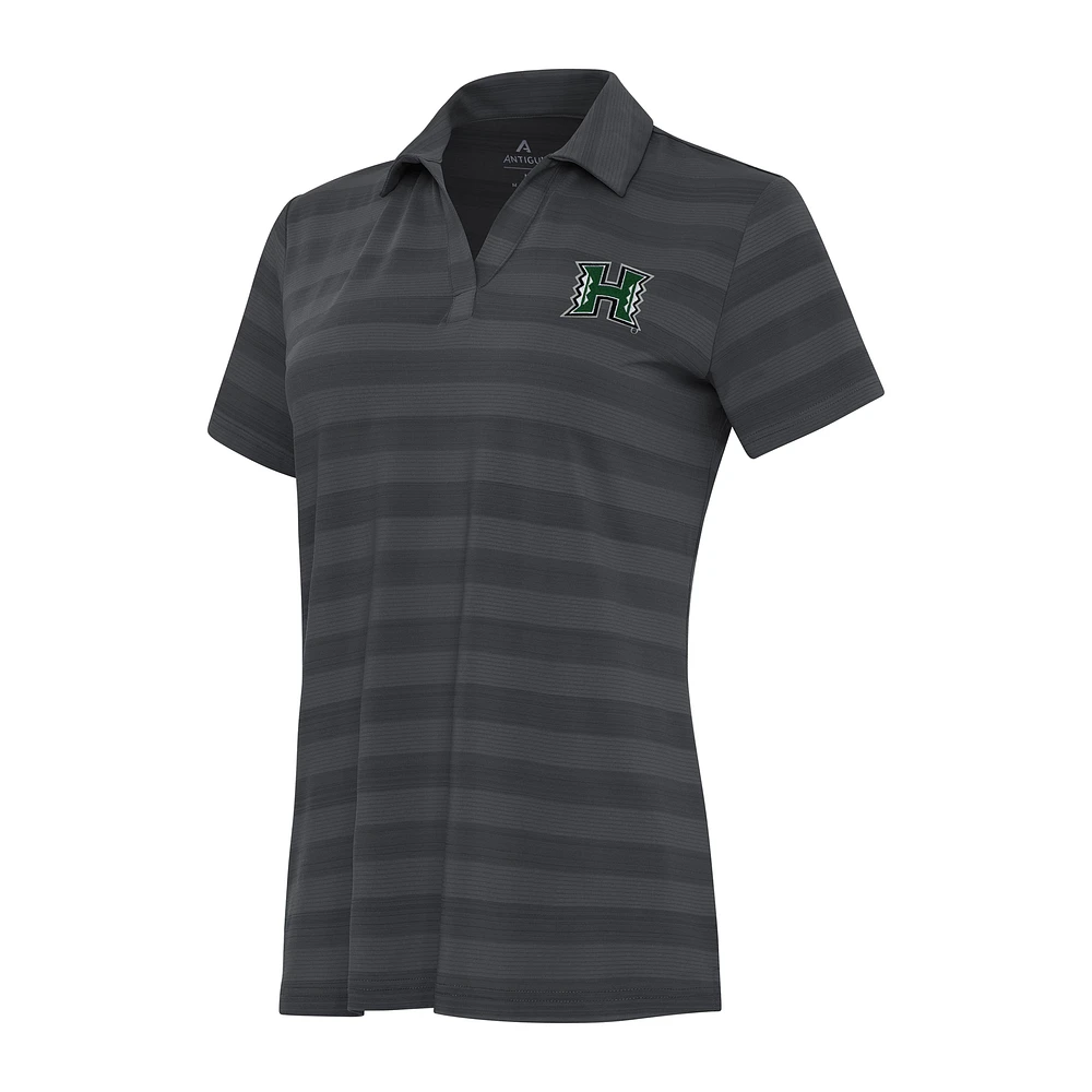 Women's Antigua Charcoal Hawaii Rainbow Warriors Tunnel Polo