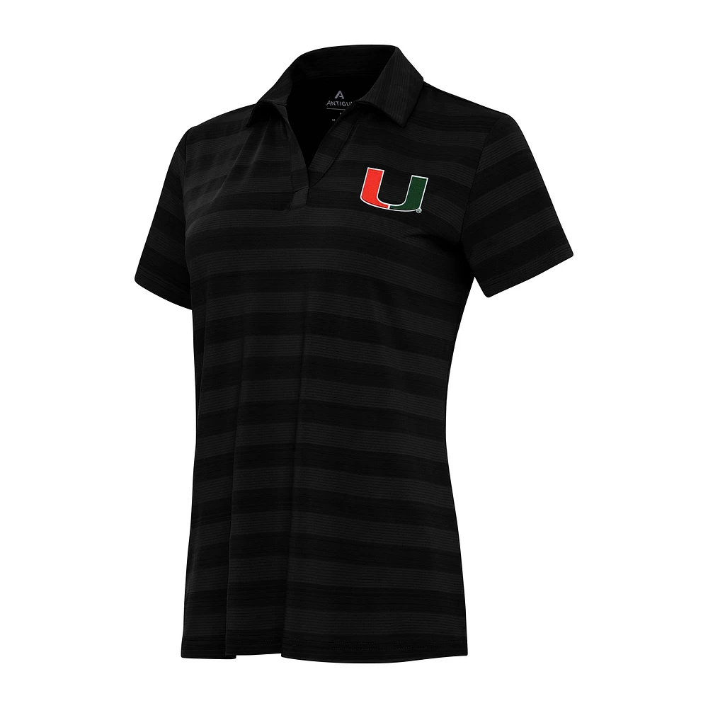 Women's Antigua Black Miami Hurricanes Tunnel Polo