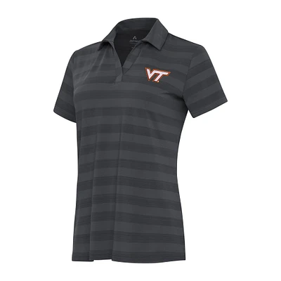 Women's Antigua Charcoal Virginia Tech Hokies Tunnel Polo