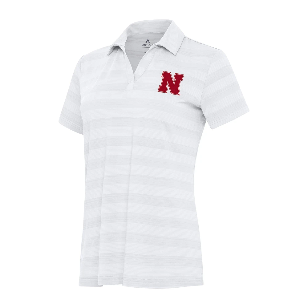 Women's Antigua White Nebraska Huskers Tunnel Polo