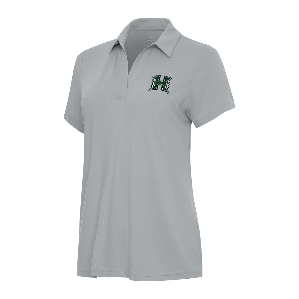 Women's Antigua Gray Hawaii Rainbow Warriors Era V-Neck Polo