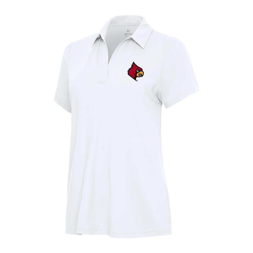 Women's Antigua White Louisville Cardinals Era V-Neck Polo