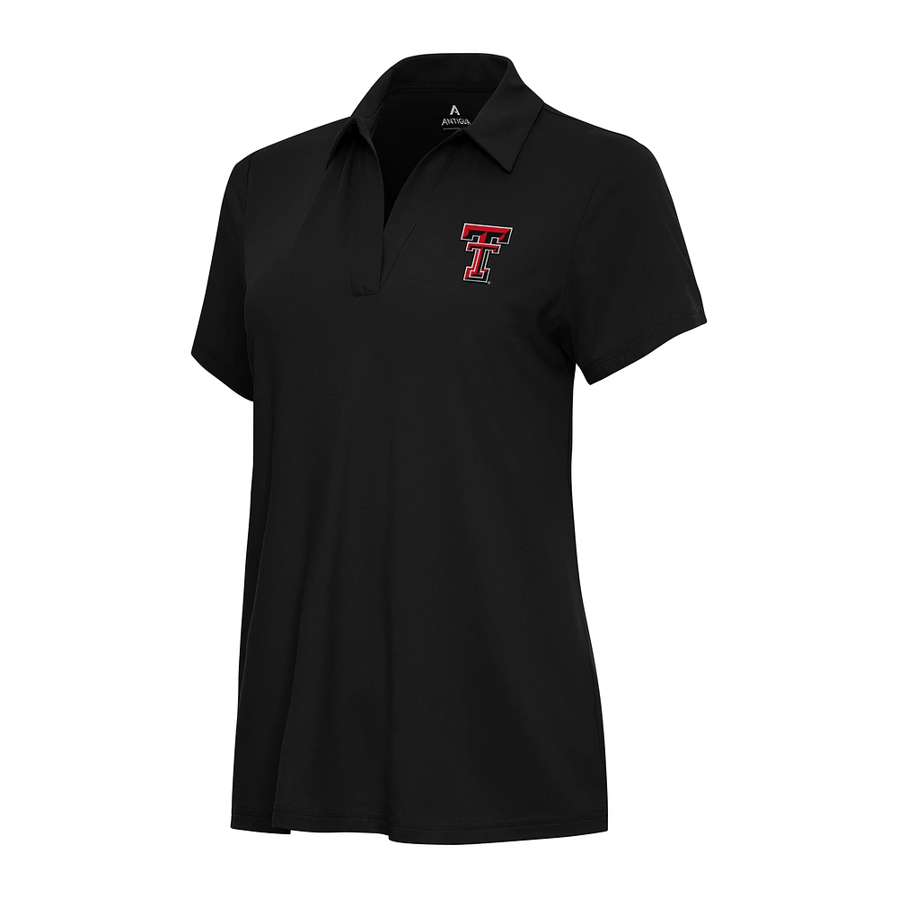 Women's Antigua Black Texas Tech Red Raiders Era V-Neck Polo