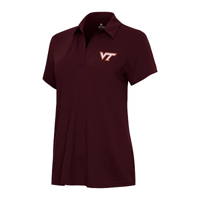 Women's Antigua Maroon Virginia Tech Hokies Era V-Neck Polo