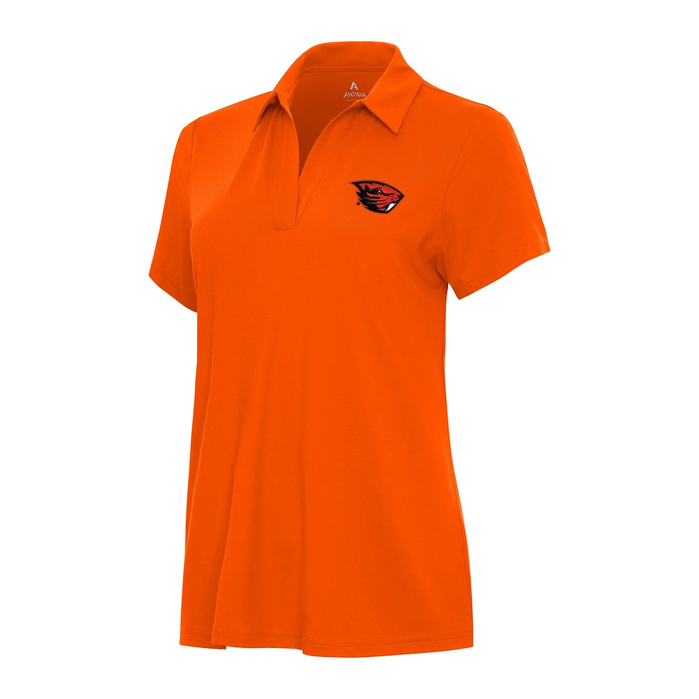 Women's Antigua Orange Oregon State Beavers Era V-Neck Polo