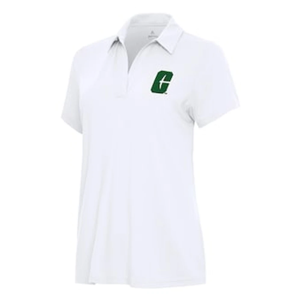 Women's Antigua White Charlotte 49ers Era V-Neck Polo