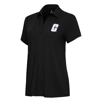 Women's Antigua Black Charlotte 49ers Era V-Neck Polo