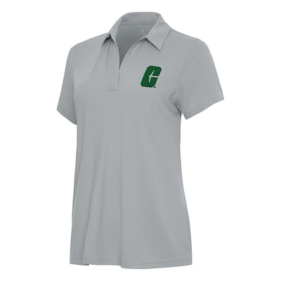 Women's Antigua Gray Charlotte 49ers Era V-Neck Polo