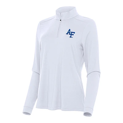 Women's Antigua White Air Force Falcons Intent Quarter-Zip Top