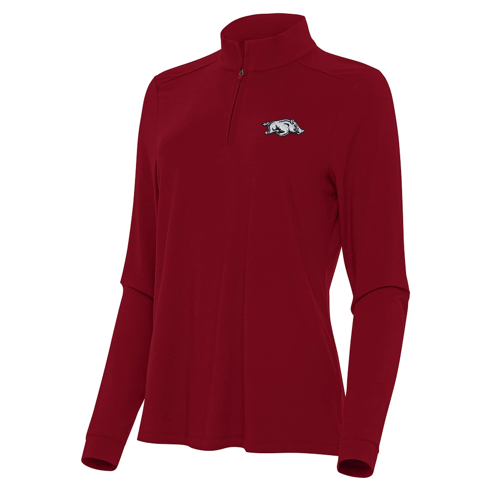 Women's Antigua Cardinal Arkansas Razorbacks Intent Quarter-Zip Top