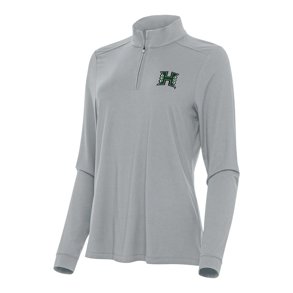 Women's Antigua Gray Hawaii Rainbow Warriors Intent Quarter-Zip Top