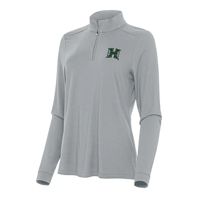 Women's Antigua Gray Hawaii Rainbow Warriors Intent Quarter-Zip Top