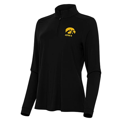 Women's Antigua Black Iowa Hawkeyes Intent Quarter-Zip Top