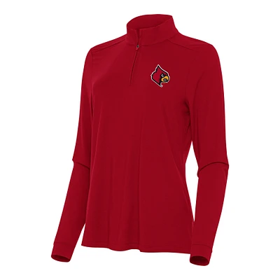 Women's Antigua Red Louisville Cardinals Intent Quarter-Zip Top