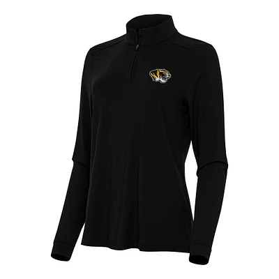 Women's Antigua Black Missouri Tigers Intent Quarter-Zip Top