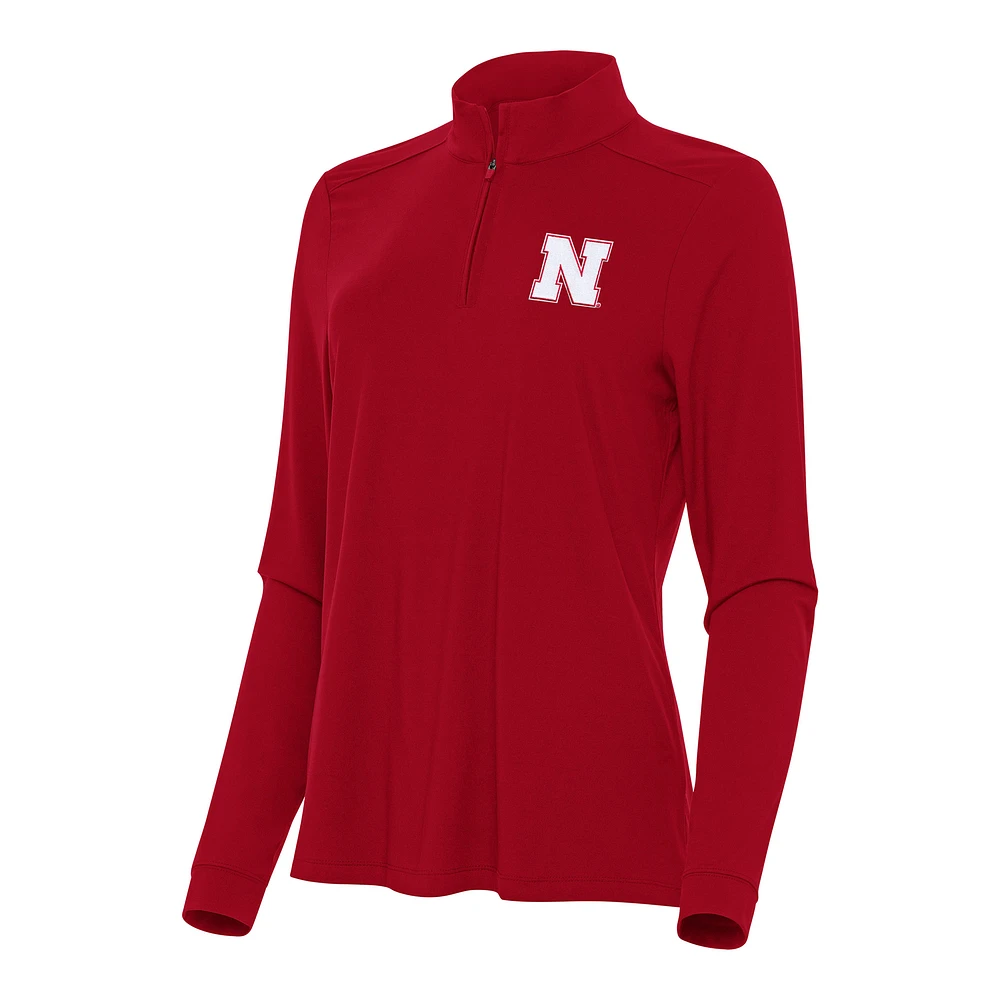 Women's Antigua Red Nebraska Huskers Intent Quarter-Zip Top