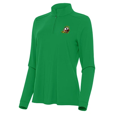 Women's Antigua Kelly Green Oregon Ducks Intent Quarter-Zip Top