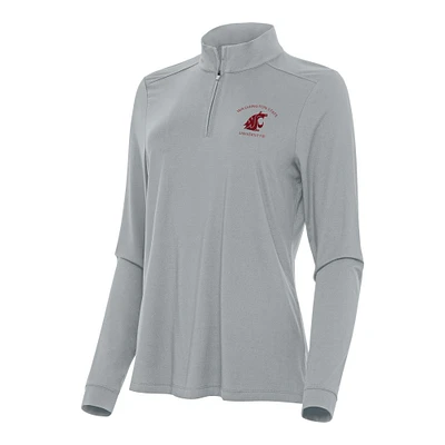 Women's Antigua Gray Washington State Cougars Intent Quarter-Zip Top