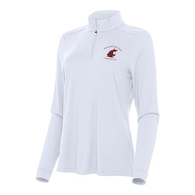 Women's Antigua White Washington State Cougars Intent Quarter-Zip Top