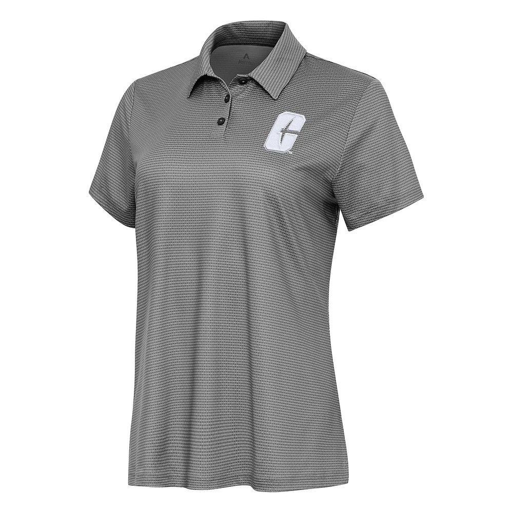 Women's Antigua White/Black Charlotte 49ers Rings Polo