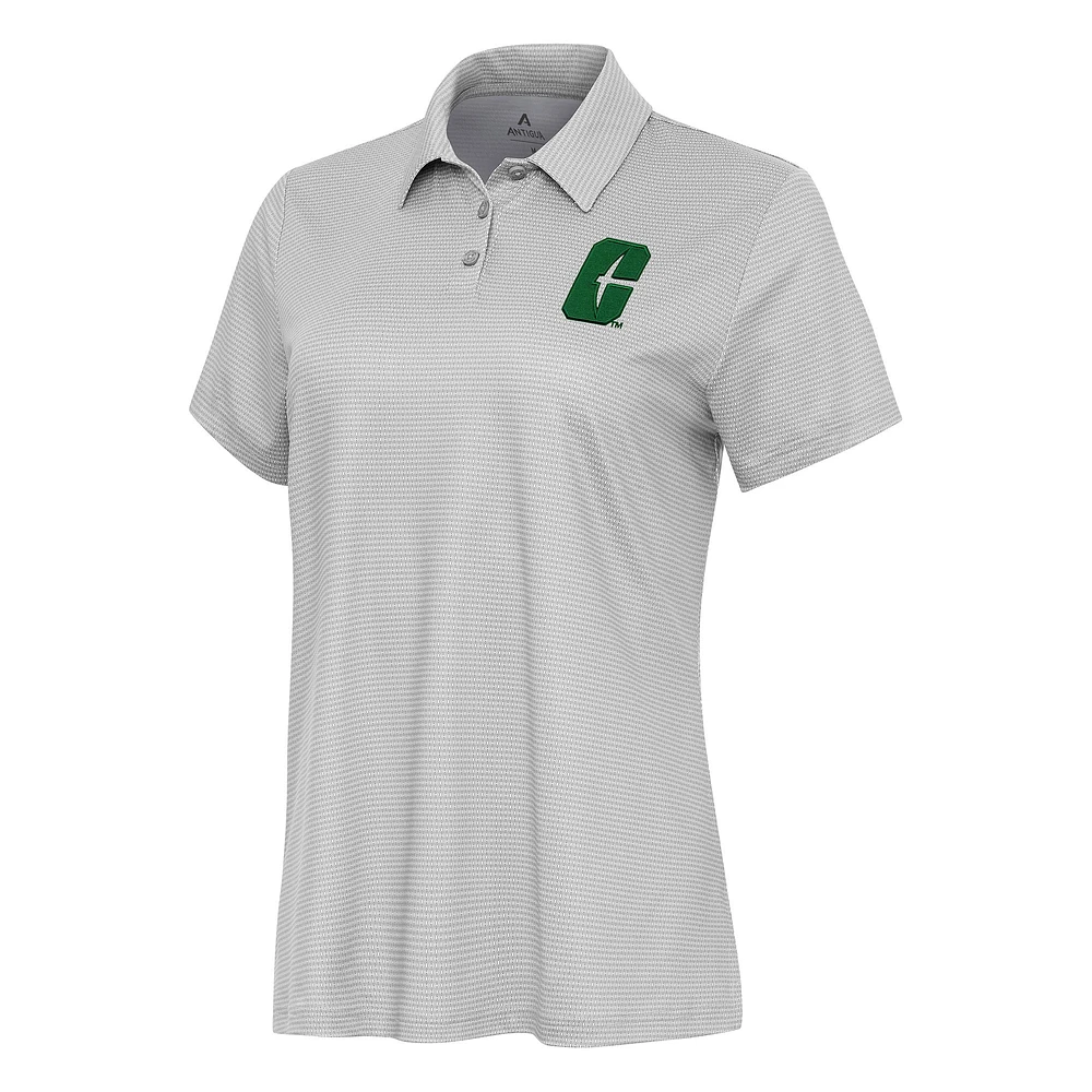 Women's Antigua White/Gray Charlotte 49ers Rings Polo