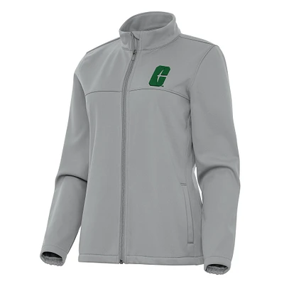 Women's Antigua Gray Charlotte 49ers Links 2 Golf Full-Zip Jacket