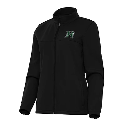 Women's Antigua Black Hawaii Rainbow Warriors Links 2 Golf Full-Zip Jacket