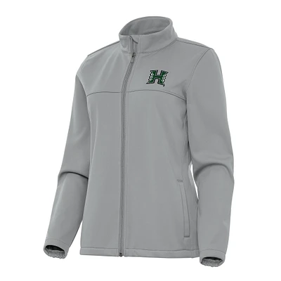 Women's Antigua Gray Hawaii Rainbow Warriors Links 2 Golf Full-Zip Jacket