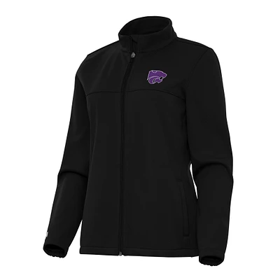 Women's Antigua Black Kansas State Wildcats Links 2 Golf Full-Zip Jacket