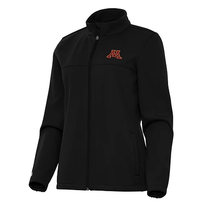Women's Antigua Black Minnesota Golden Gophers Links 2 Golf Full-Zip Jacket