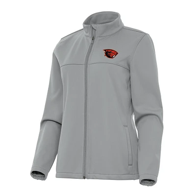 Women's Antigua Gray Oregon State Beavers Links 2 Golf Full-Zip Jacket