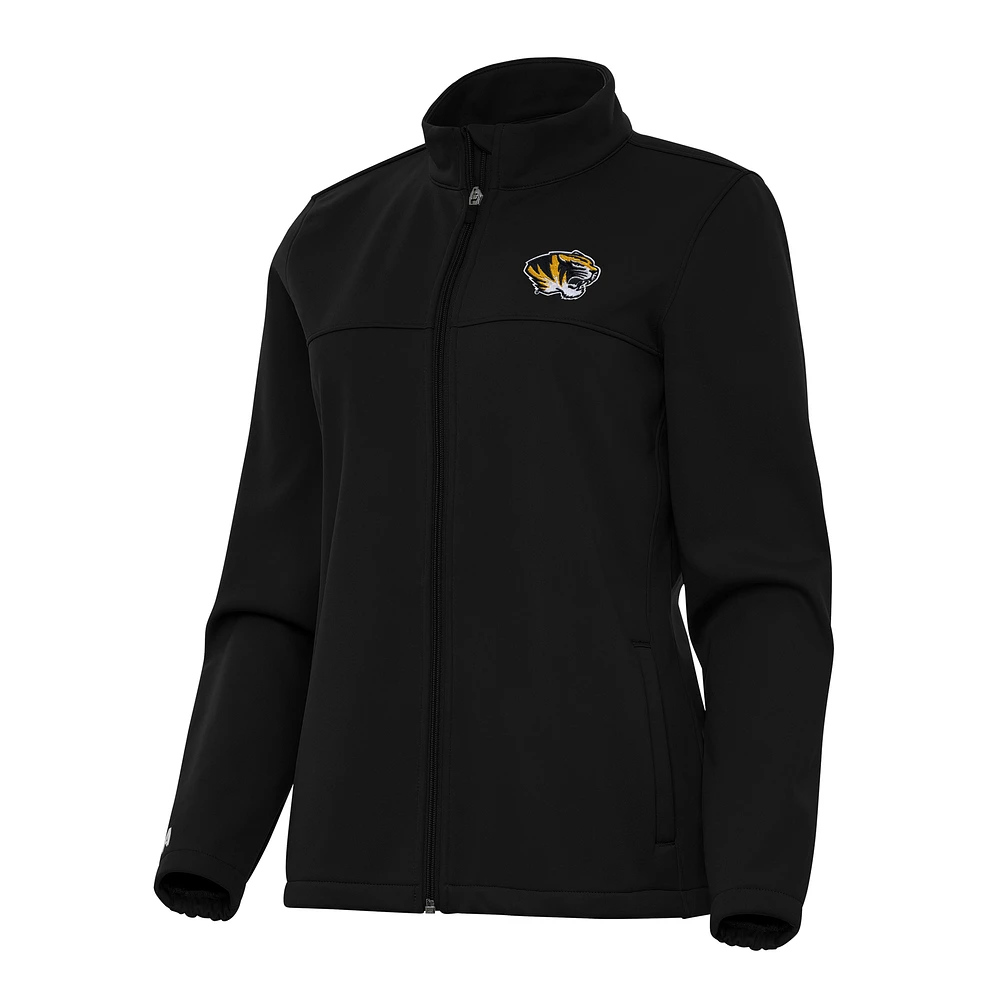 Women's Antigua Black Missouri Tigers Links 2 Golf Full-Zip Jacket
