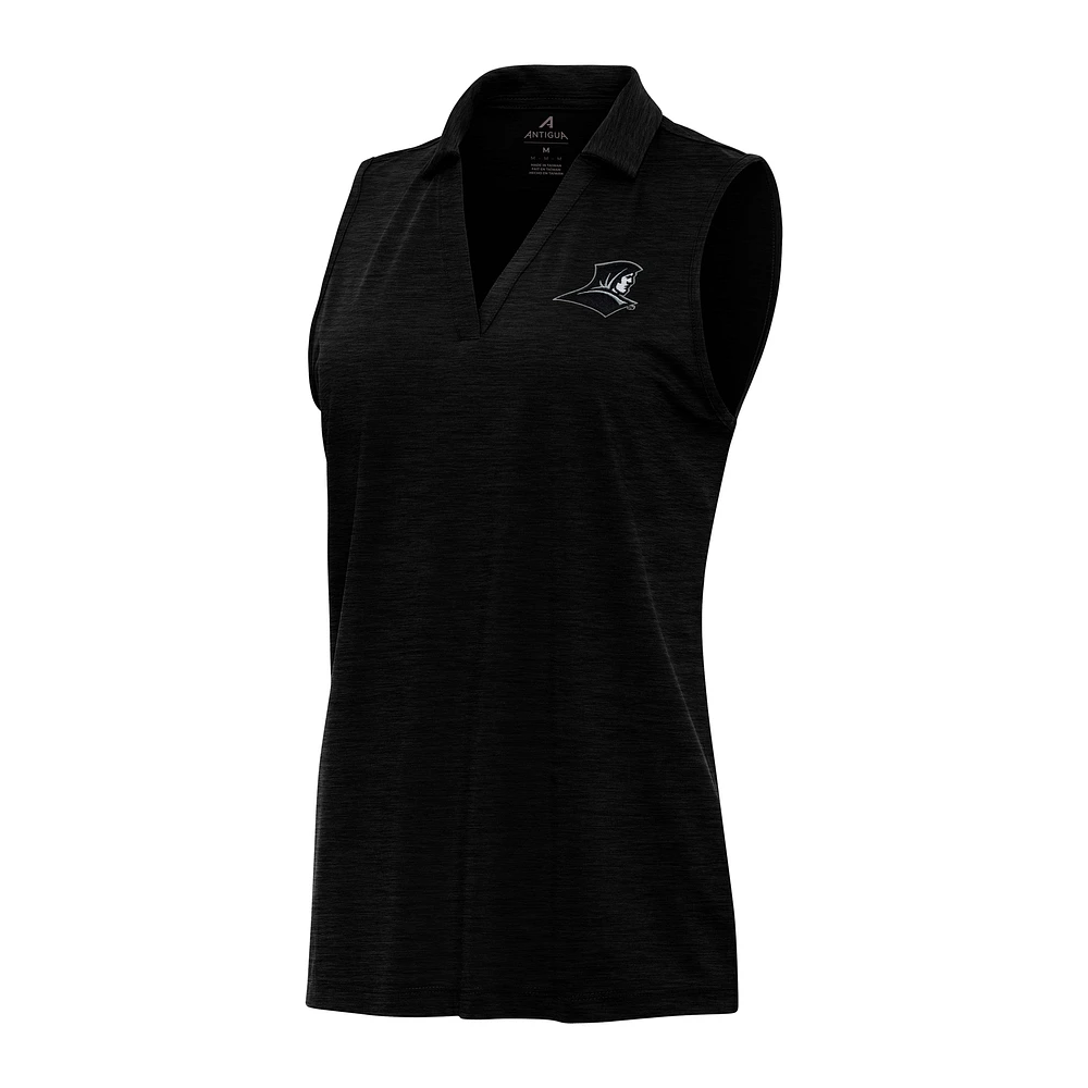 Women's Antigua Heather Black Providence Friars Layout Sleeveless V-Neck Polo
