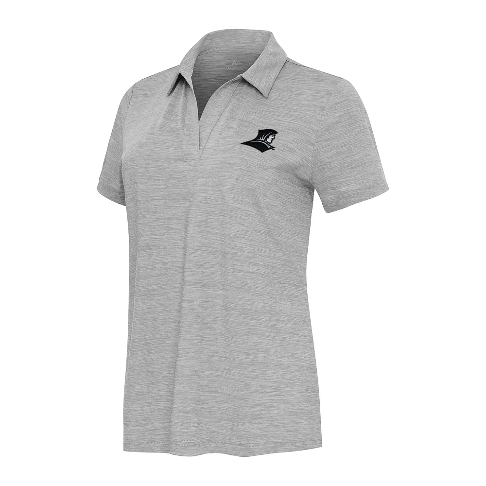 Women's Antigua Heather Gray Providence Friars Layout V-Neck Polo
