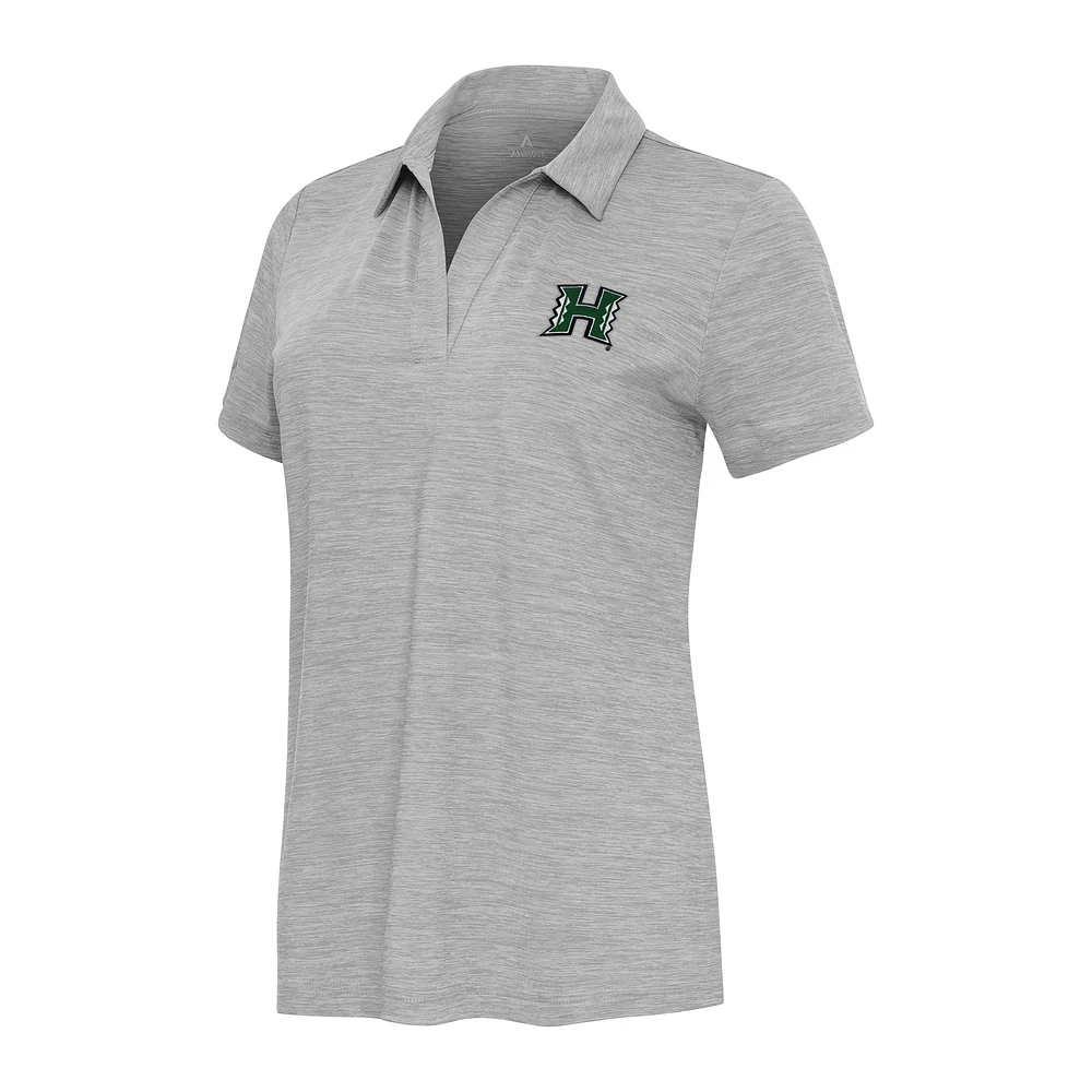 Women's Antigua Heather Gray Hawaii Rainbow Warriors Layout V-Neck Polo