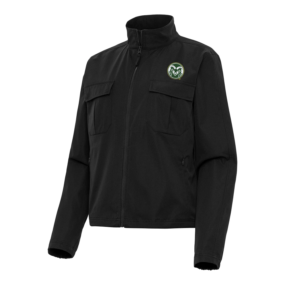 Women's Antigua Black Colorado State Rams Even Par Full-Zip Jacket
