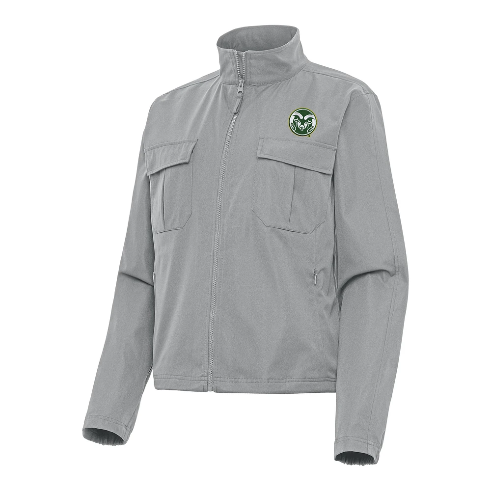 Women's Antigua Gray Colorado State Rams Even Par Full-Zip Jacket