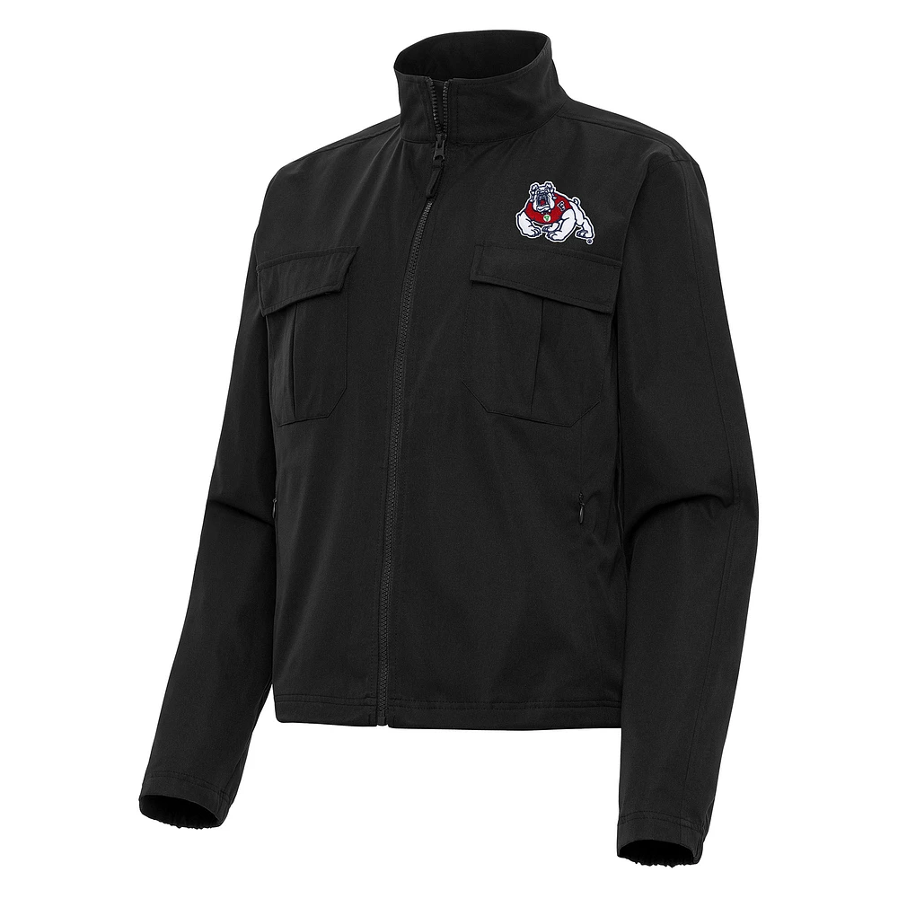 Women's Antigua Fresno State Bulldogs Even Par Full-Zip Jacket