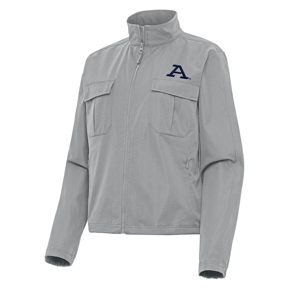 Women's Antigua Gray Akron Zips Even Par Full-Zip Jacket