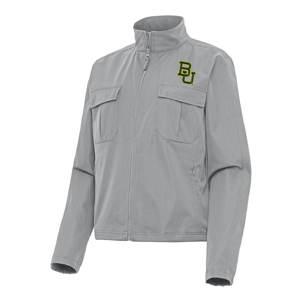 Women's Antigua Gray Baylor Bears Even Par Full-Zip Jacket
