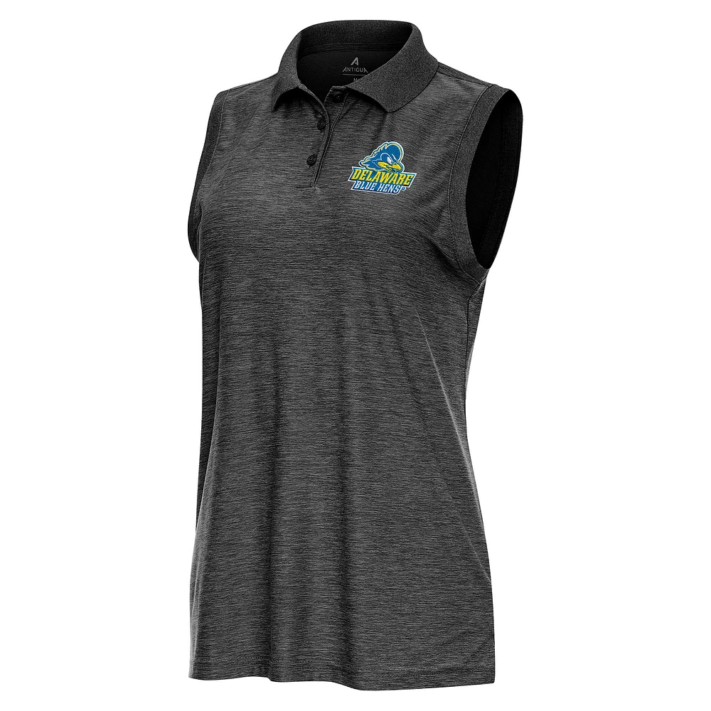 Women's Antigua Heather Delaware Fightin' Blue Hens Recap Sleeveless Polo