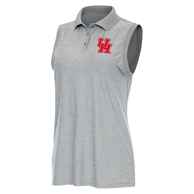 Women's Antigua Heather Gray Houston Cougars Recap Sleeveless Polo