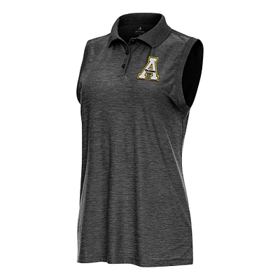 Women's Antigua Heather Black Appalachian State Mountaineers Recap Sleeveless Polo