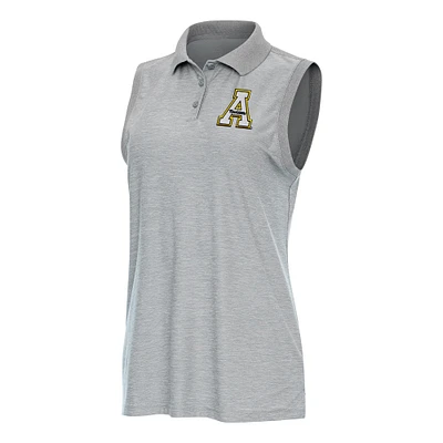Women's Antigua Heather Gray Appalachian State Mountaineers Recap Sleeveless Polo